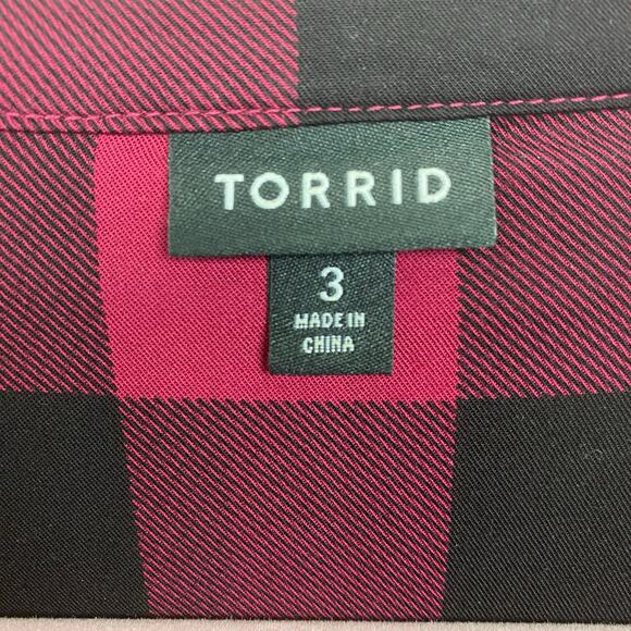 Torrid Red Plaid Button Front Shirt Dress Sz.3 - Picture 7 of 14